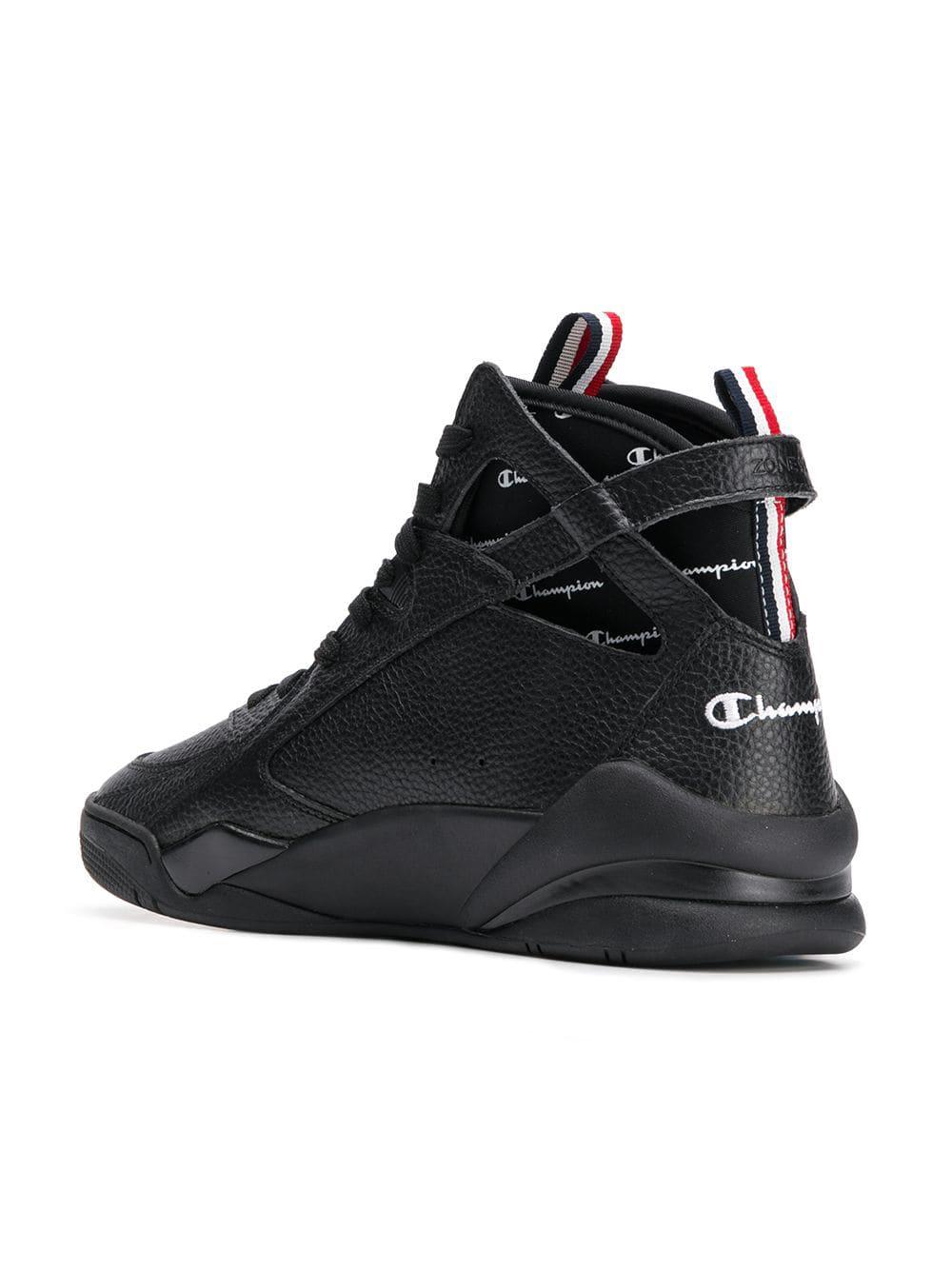 Champion Leather Hi-top Lace-up Sneakers in Black - Lyst