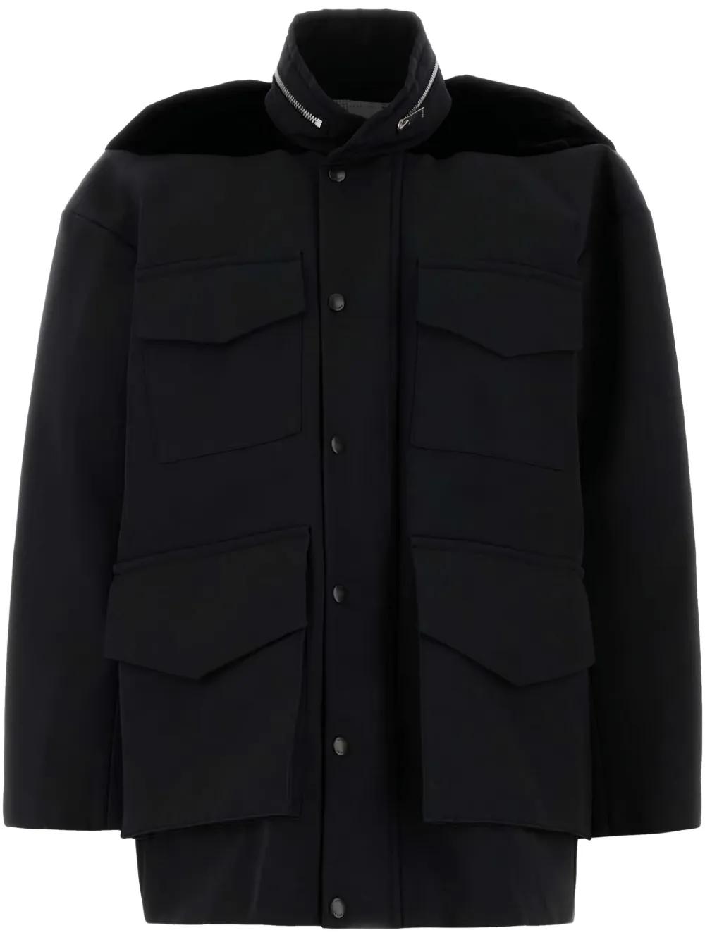 Sacai Grosgrain Jacket in Black | Lyst