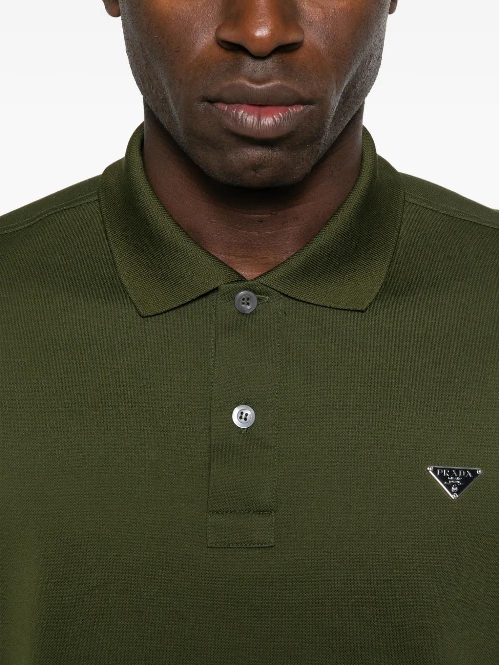 Prada Triangle-Logo Polo Shirt in Green for Men | Lyst UK