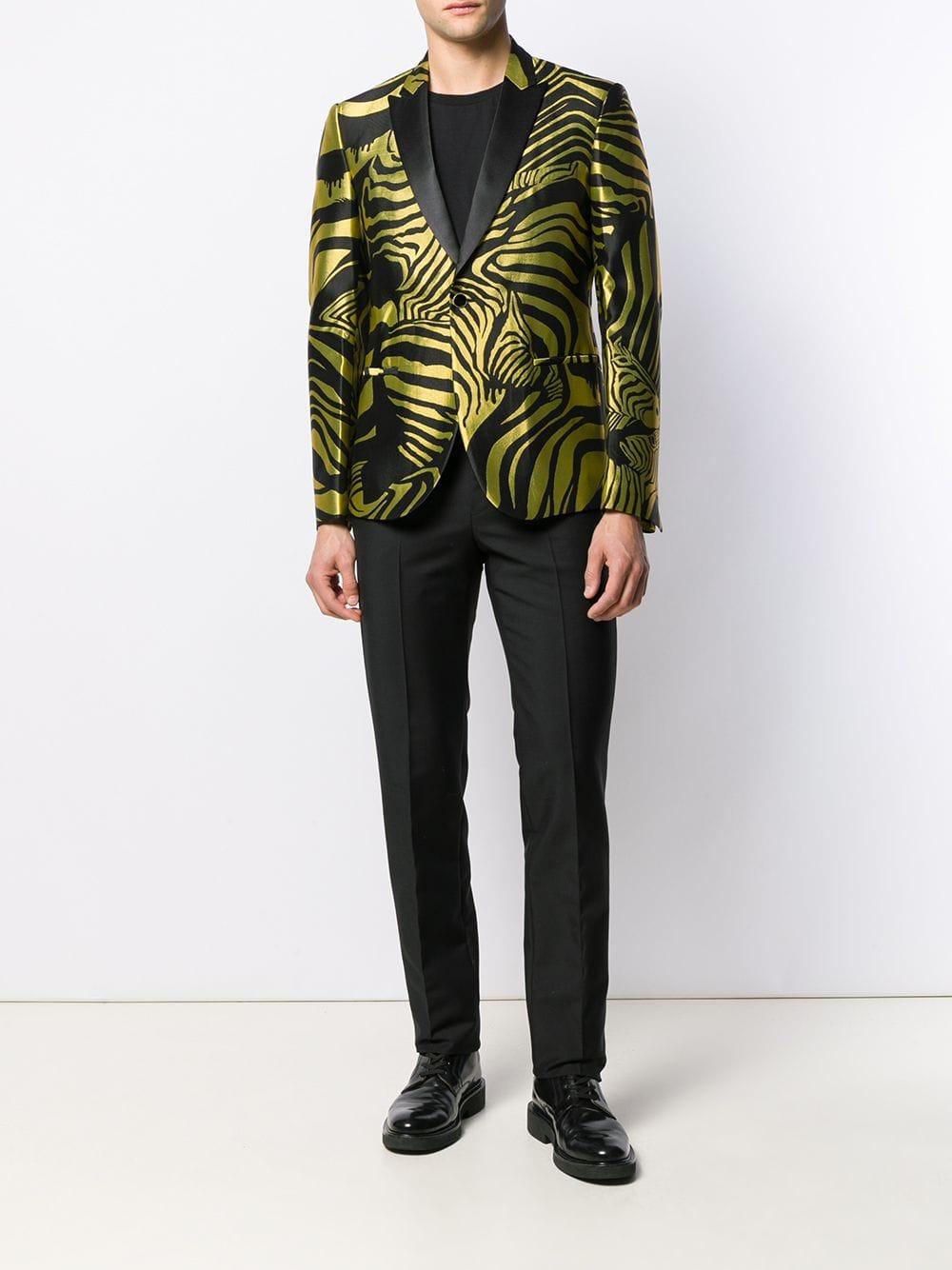 Just Cavalli Zebra Print Blazer in Black for Men | Lyst