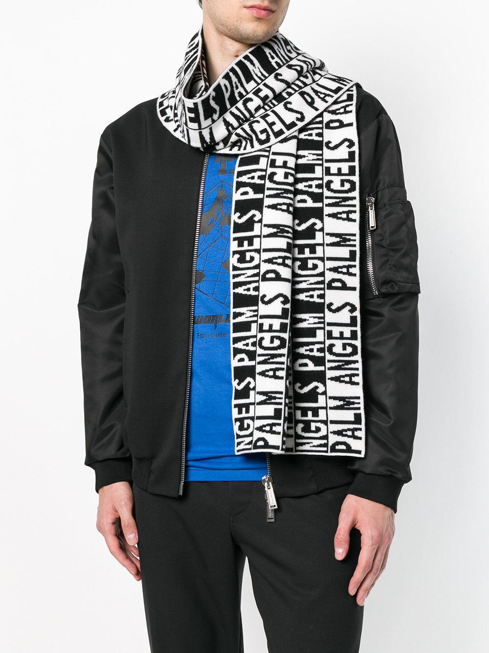 Palm Logo Scarf Black Knit Lyst Angels In For Men 3c4L5ARqjS