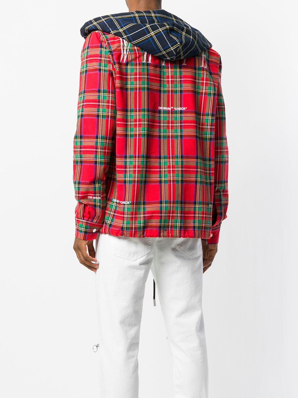 Off-White c/o Virgil Abloh Cotton Plaid Hooded Jacket in Red for 