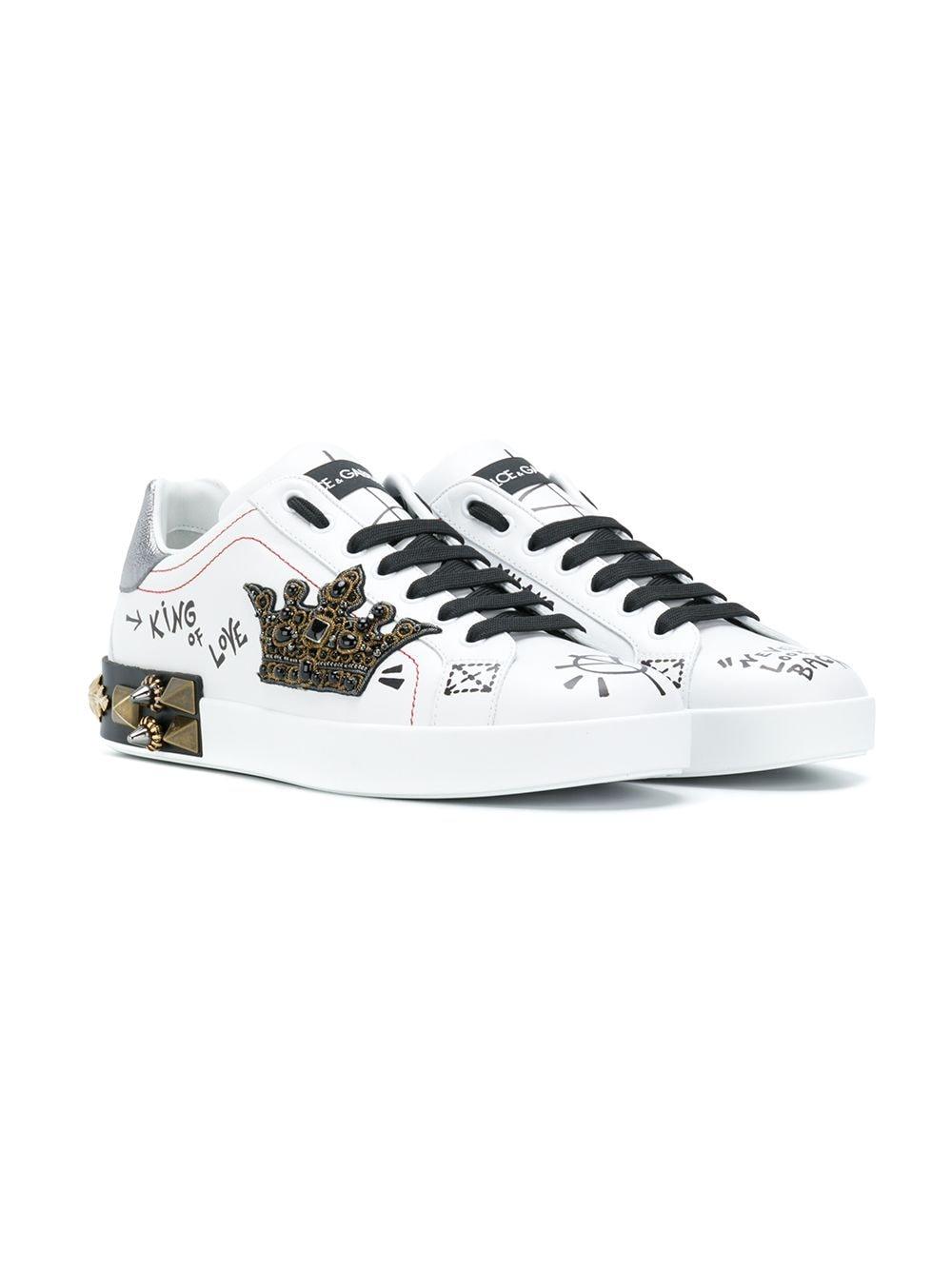 Dolce & Gabbana Leather King Of Love Sneakers in White for Men | Lyst