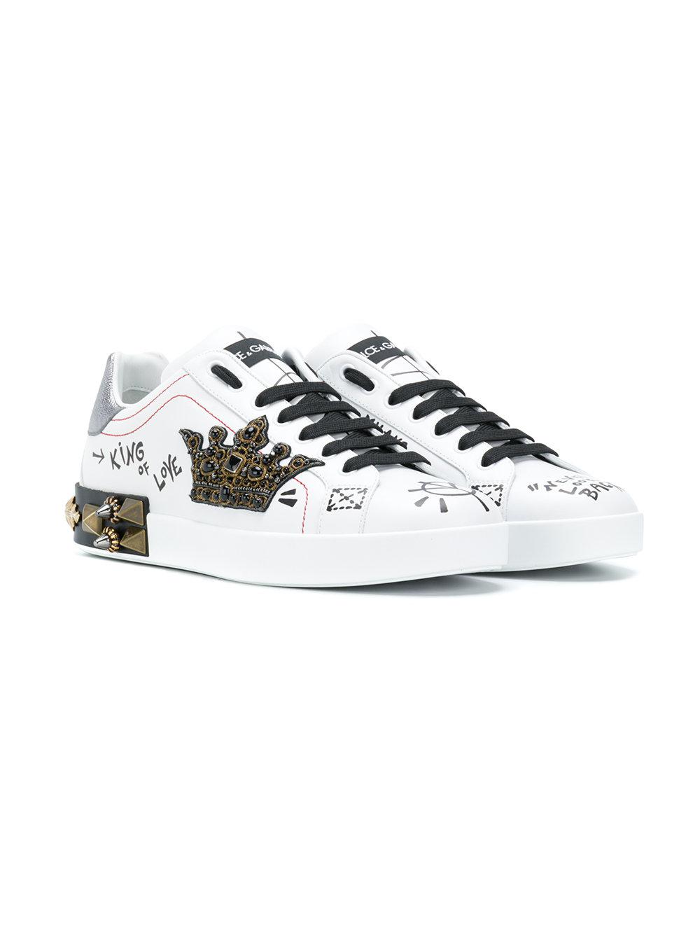 Dolce & Gabbana Leather King Of Love Sneakers in White for Men - Lyst