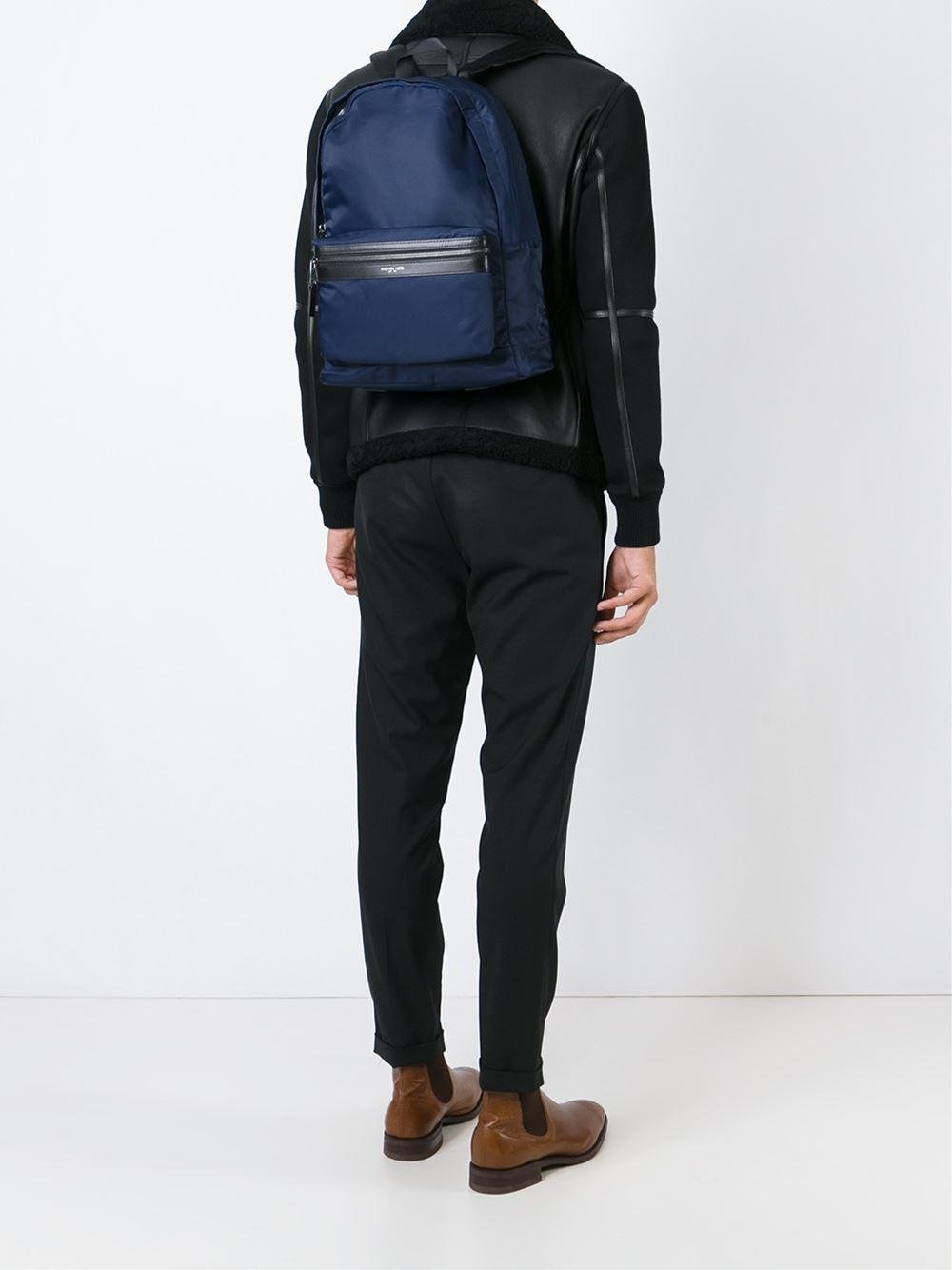 Michael Kors Leather 'kent' Backpack in Blue for Men Lyst