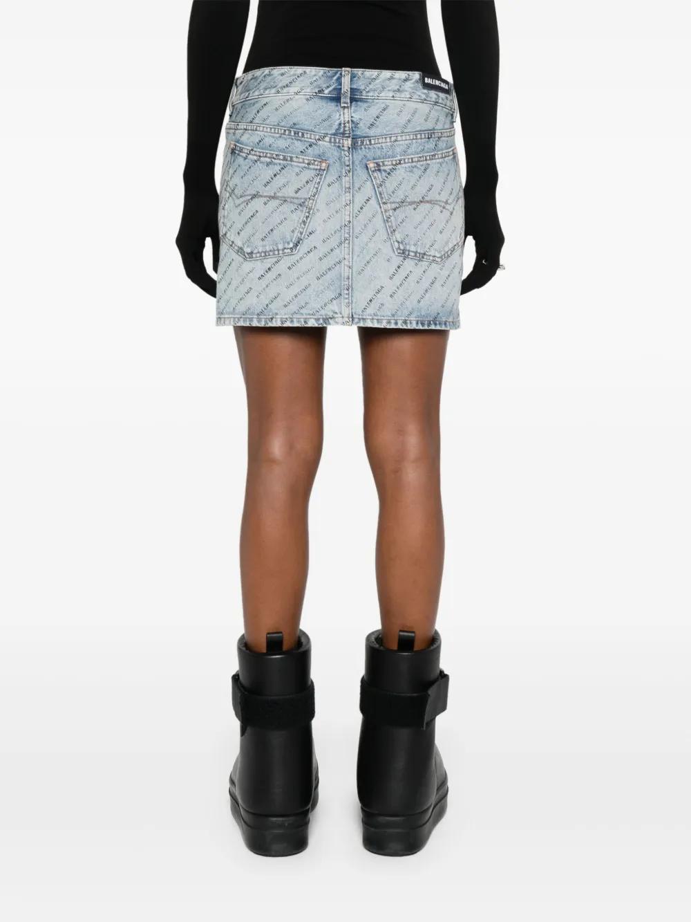 BALENCIAGA ダークデニム タイトスカート ローライズ ボタン ミニ丈 デニムスカート ハイウエスト 台形 ミニ ハイライズ デニム ミニ丈