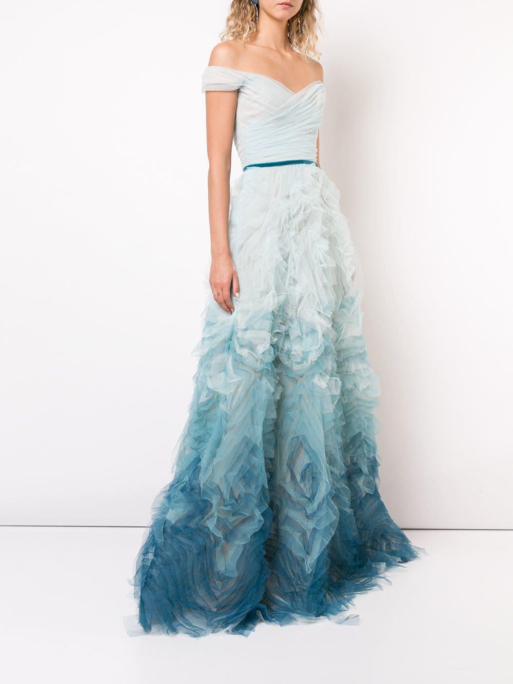 Marchesa notte strapless ombre gown hotsell