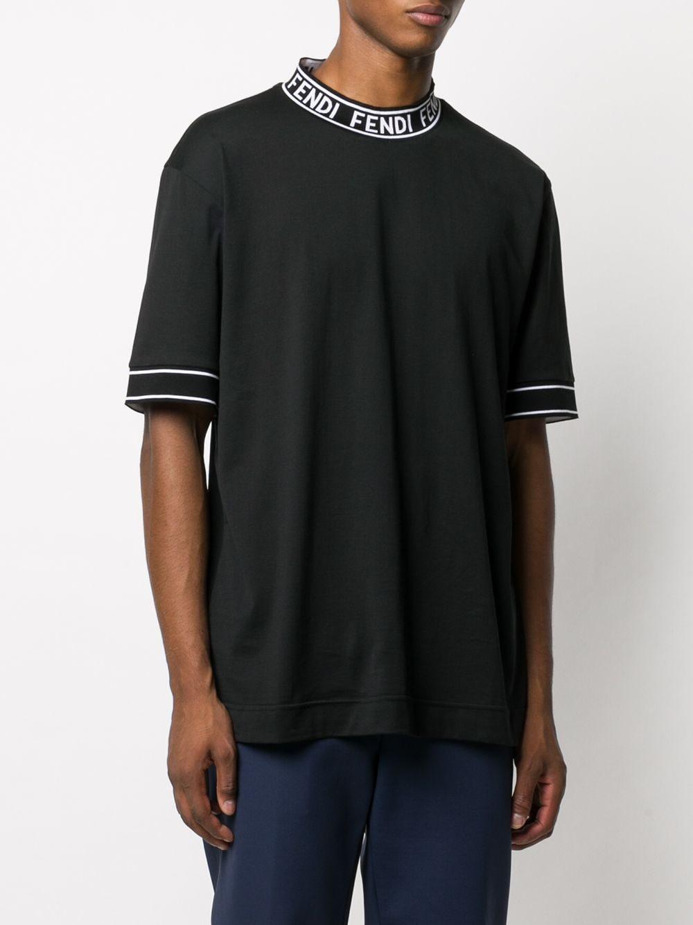 Fendi Mock Collar T-shirt in Black for Men | Lyst