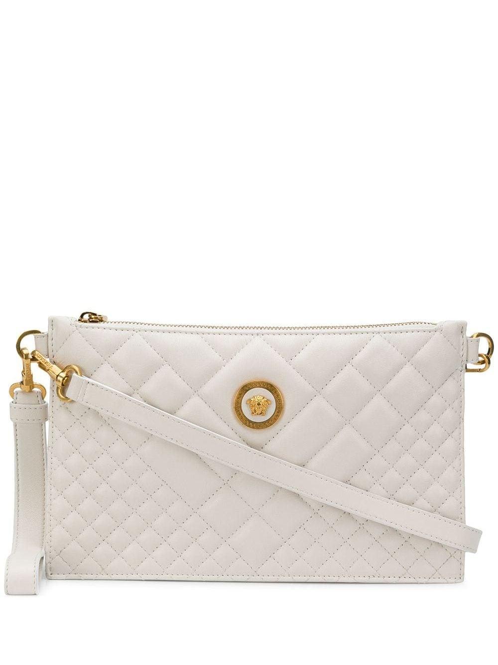 Versace Quilted Medusa Clutch Bag in White | Lyst