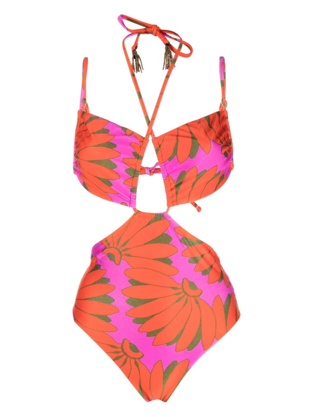FARM Rio Copacabana Cut-out Halterneck Swimsuit in Pink | Lyst