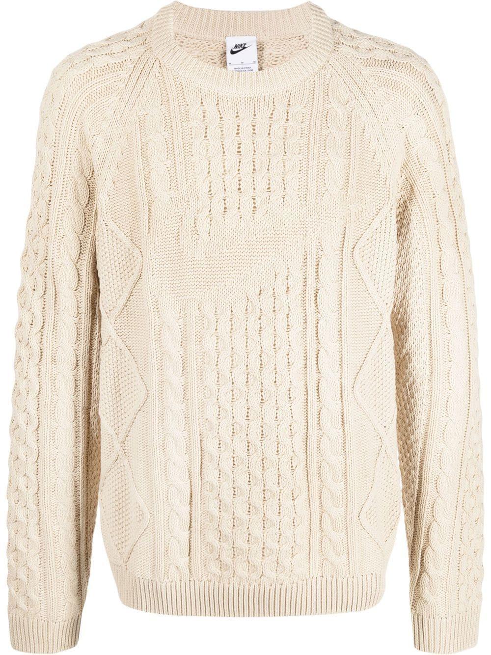 Nike Swoosh Cable knit Sweater in Natural for Men Lyst UK