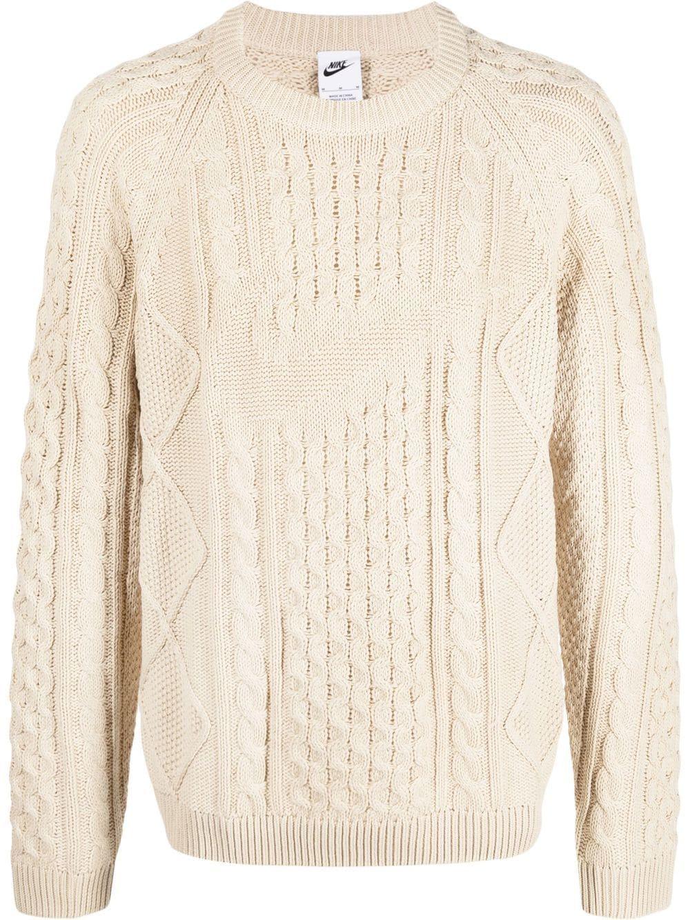 Nike Swoosh Cable-knit Sweater in Natural for Men | Lyst