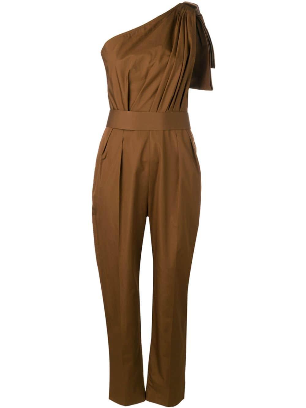 Max Mara One-shoulder Jumpsuit in Brown | Lyst