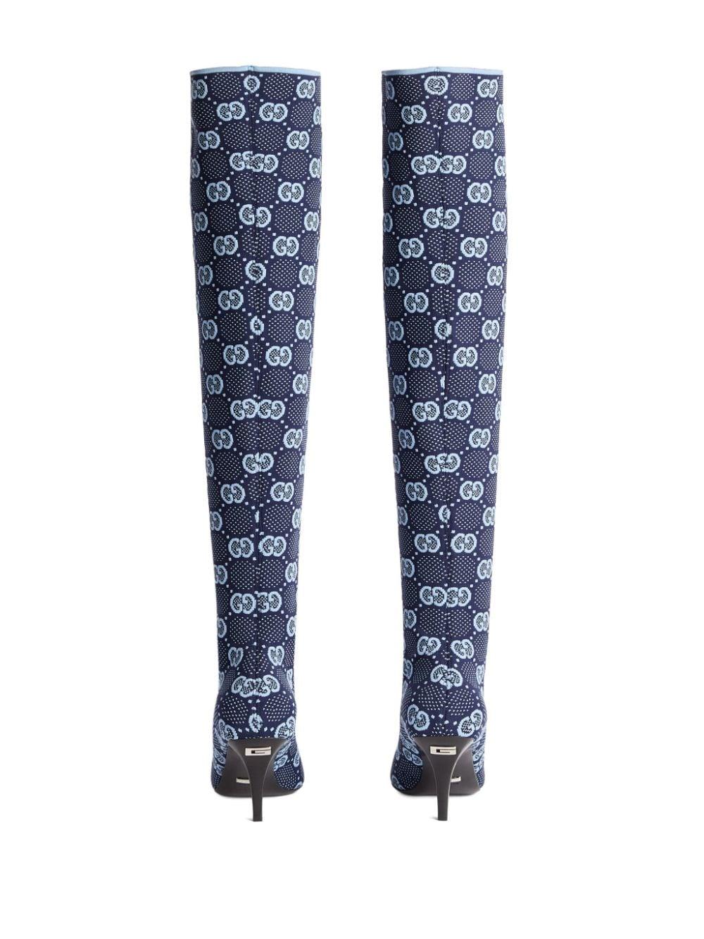 Gucci GG Knit Demi Boots in Blue | Lyst