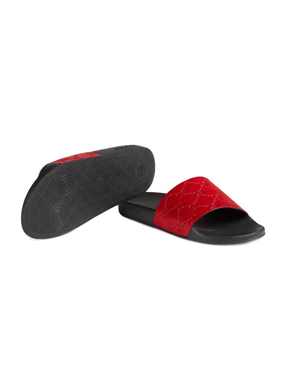 red gucci signature slides