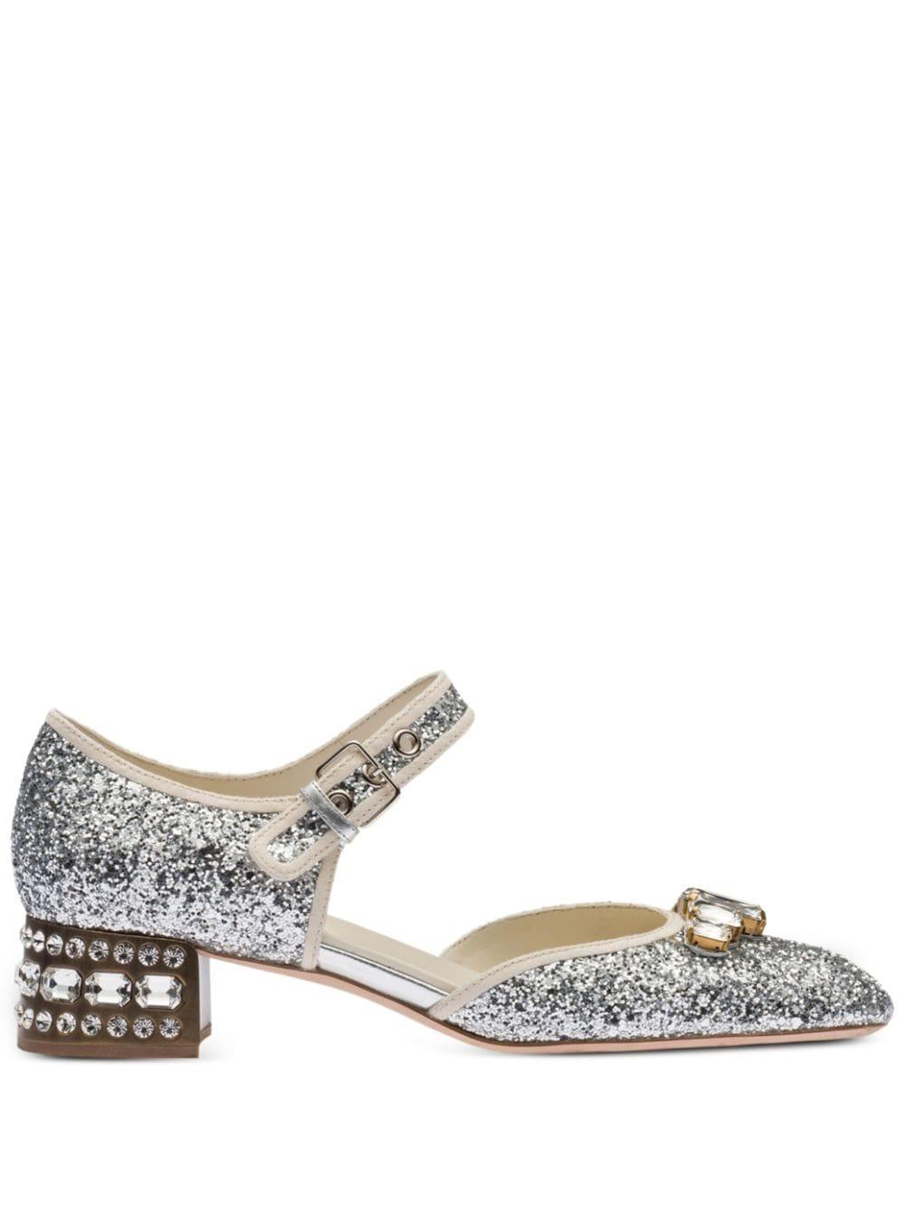 miu miu glitter slingback pumps