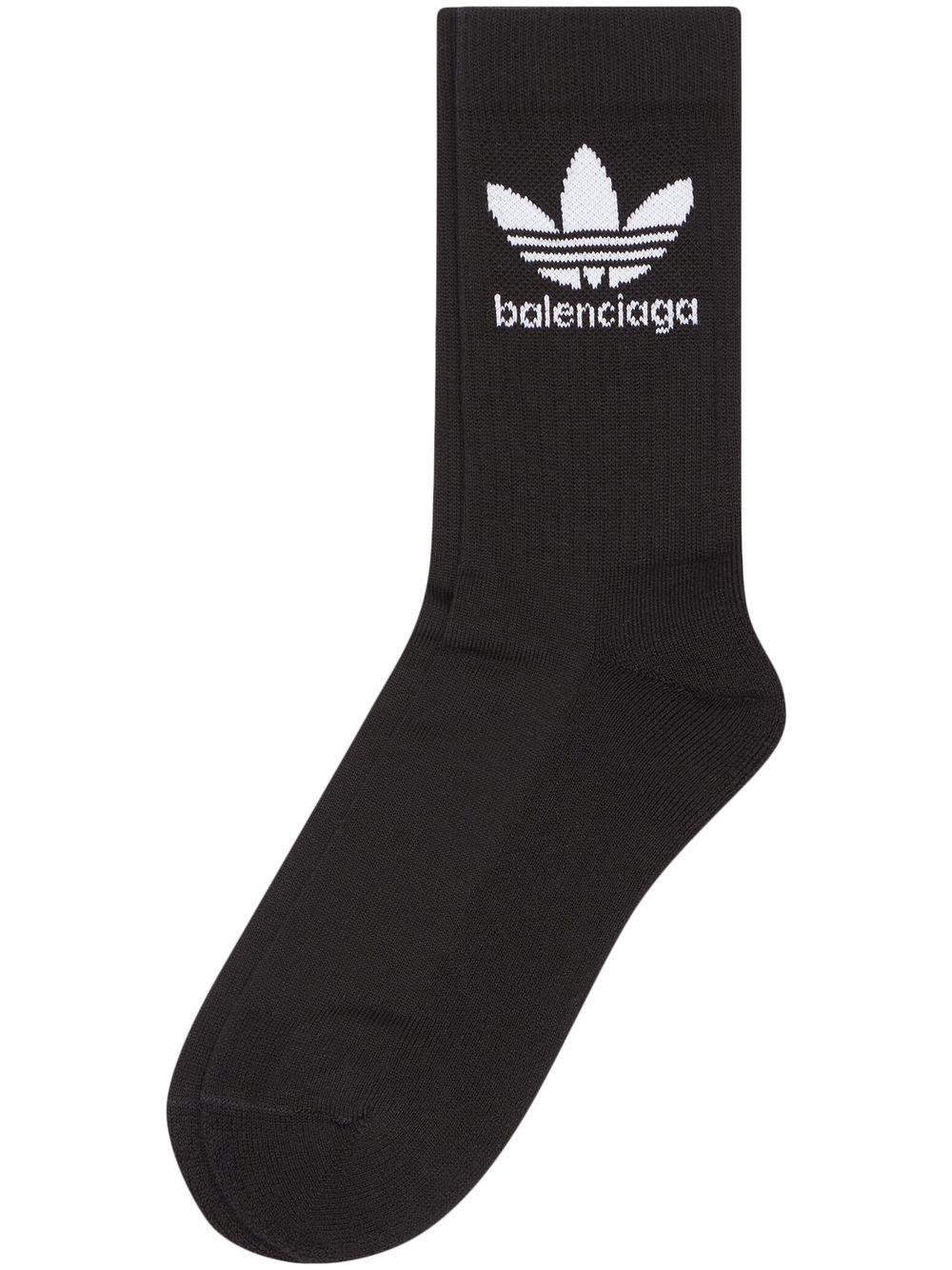 Balenciaga X Adidas Logo-embroidered Socks in Black | Lyst