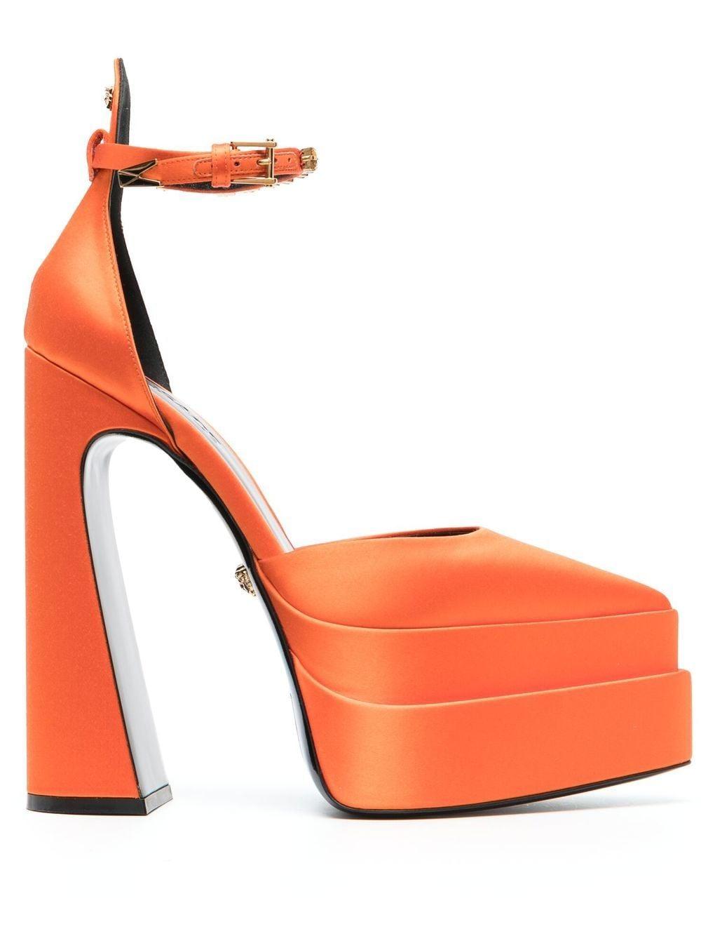 Versace Aevitas 110mm Platform Pumps in Orange | Lyst