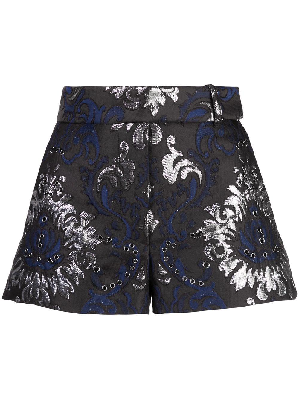 Vera Wang Grommeted Embroidered Shorts in Black - Lyst