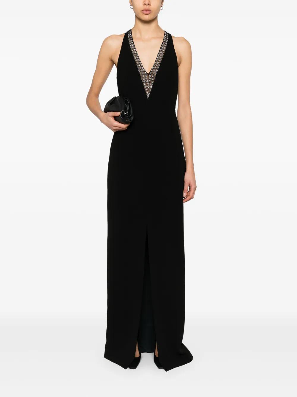 flare tail dresses BLACK EMBROIDERED LONG TAIL MAXI DRESS WITH OPEN BACK | CULT MIA main image 0