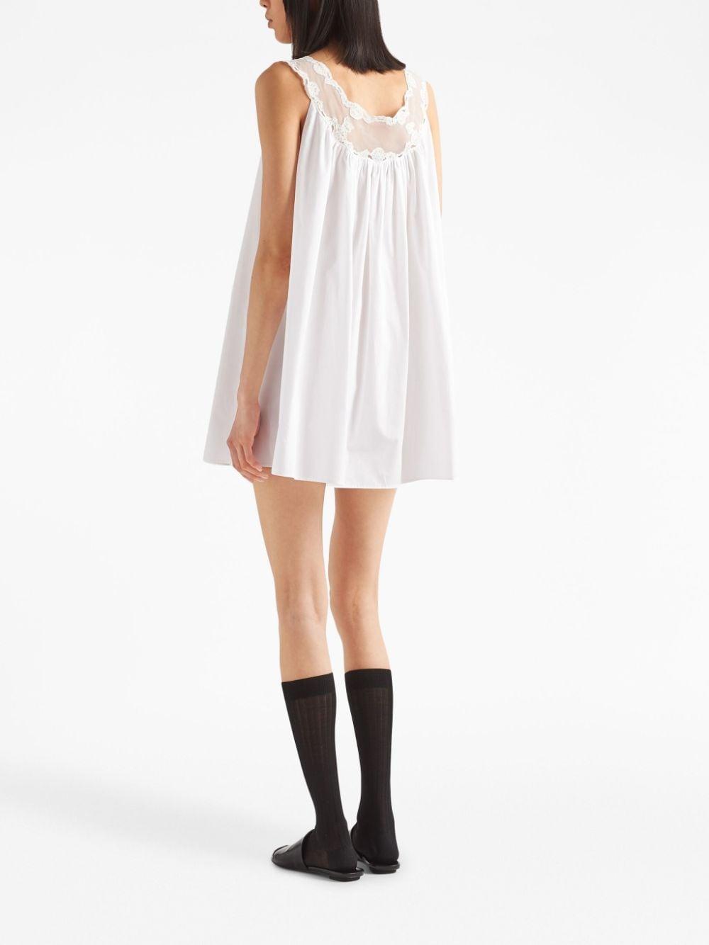 Prada Lace Panel Sleeveless Dress - Women's - Cotton in White | Lyst