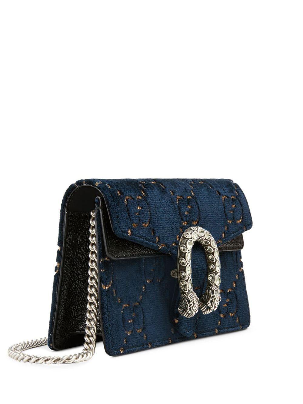 Gucci Dionysus GG Velvet Super Mini Bag in Navy (Blue) - Lyst