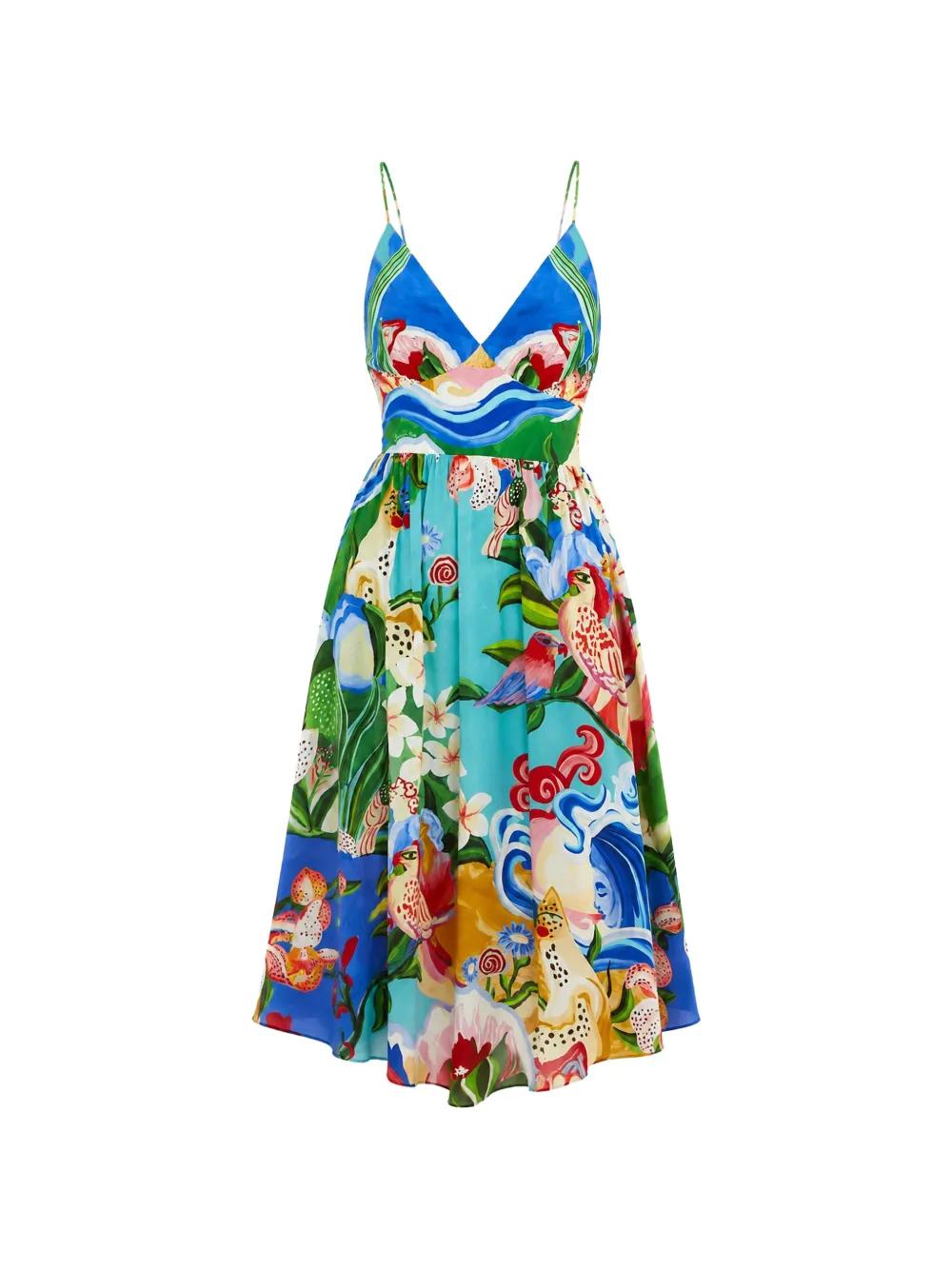farm rio blue lace banana midi dress Lace Banana Midi Dress