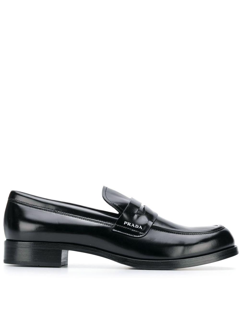 brushed leather loafers