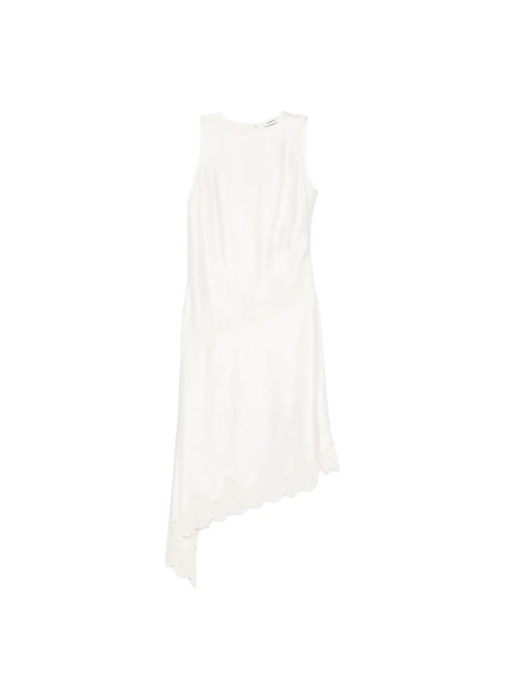 purple asymmetrical dress Grayson Tied Back Asymmetrical Midi Dress Champagne main image 1