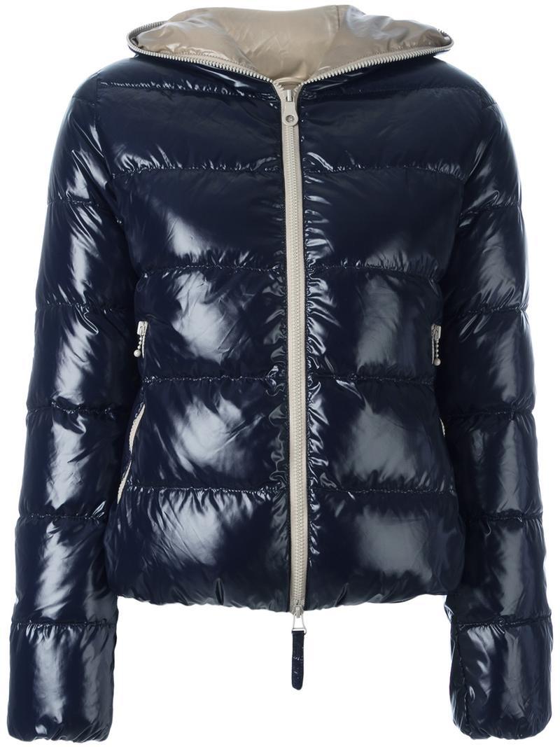 Duvetica Synthetic Zipped Hooded Jacket in Blue - Lyst