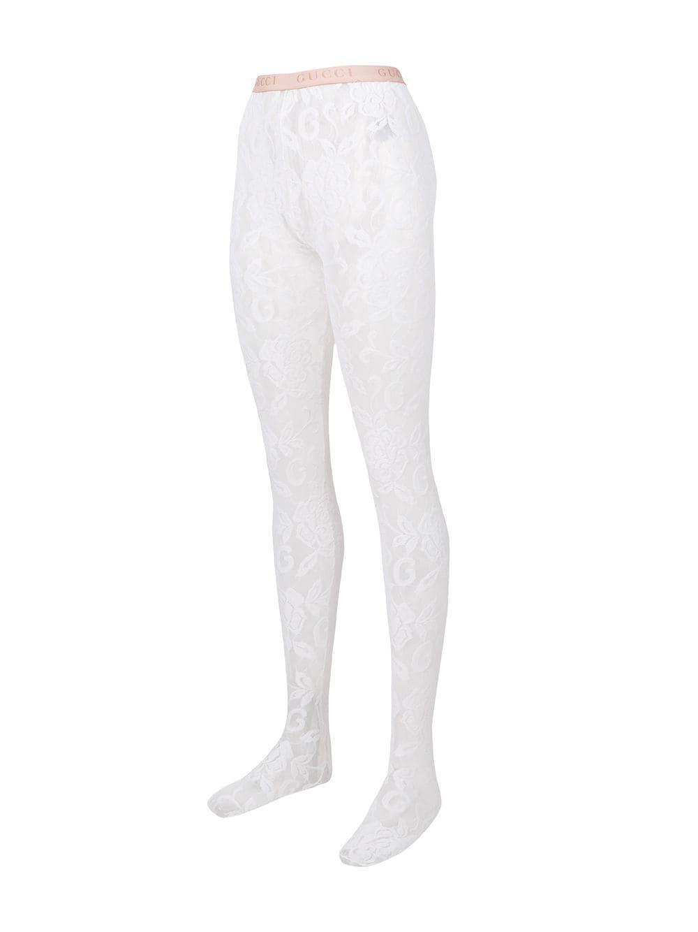 Gucci Floral Lace Tights in White | Lyst