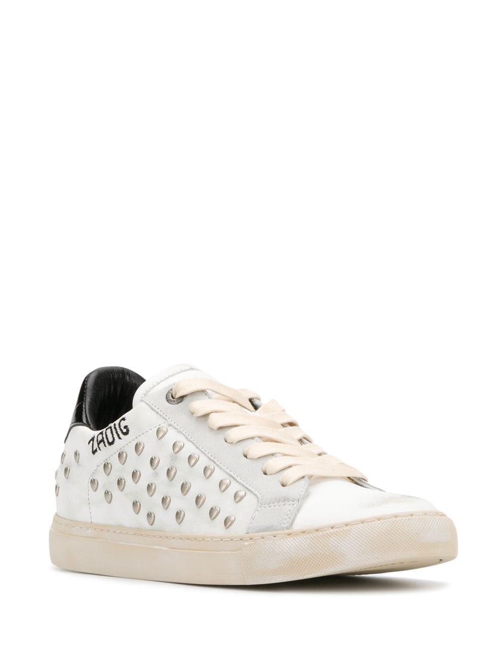 Zadig & Voltaire Heart Studded Sneakers in White | Lyst