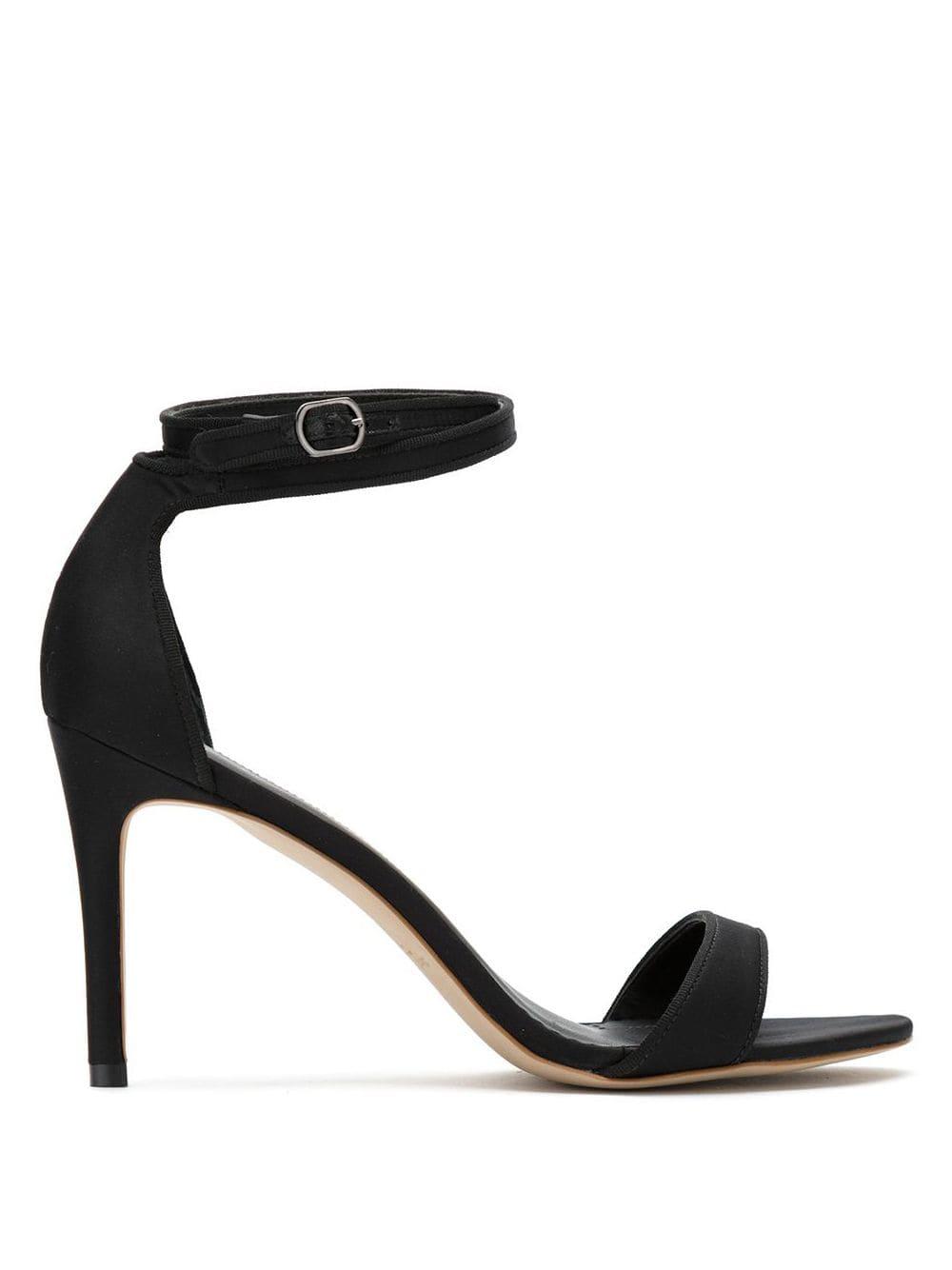 black satin stiletto heels