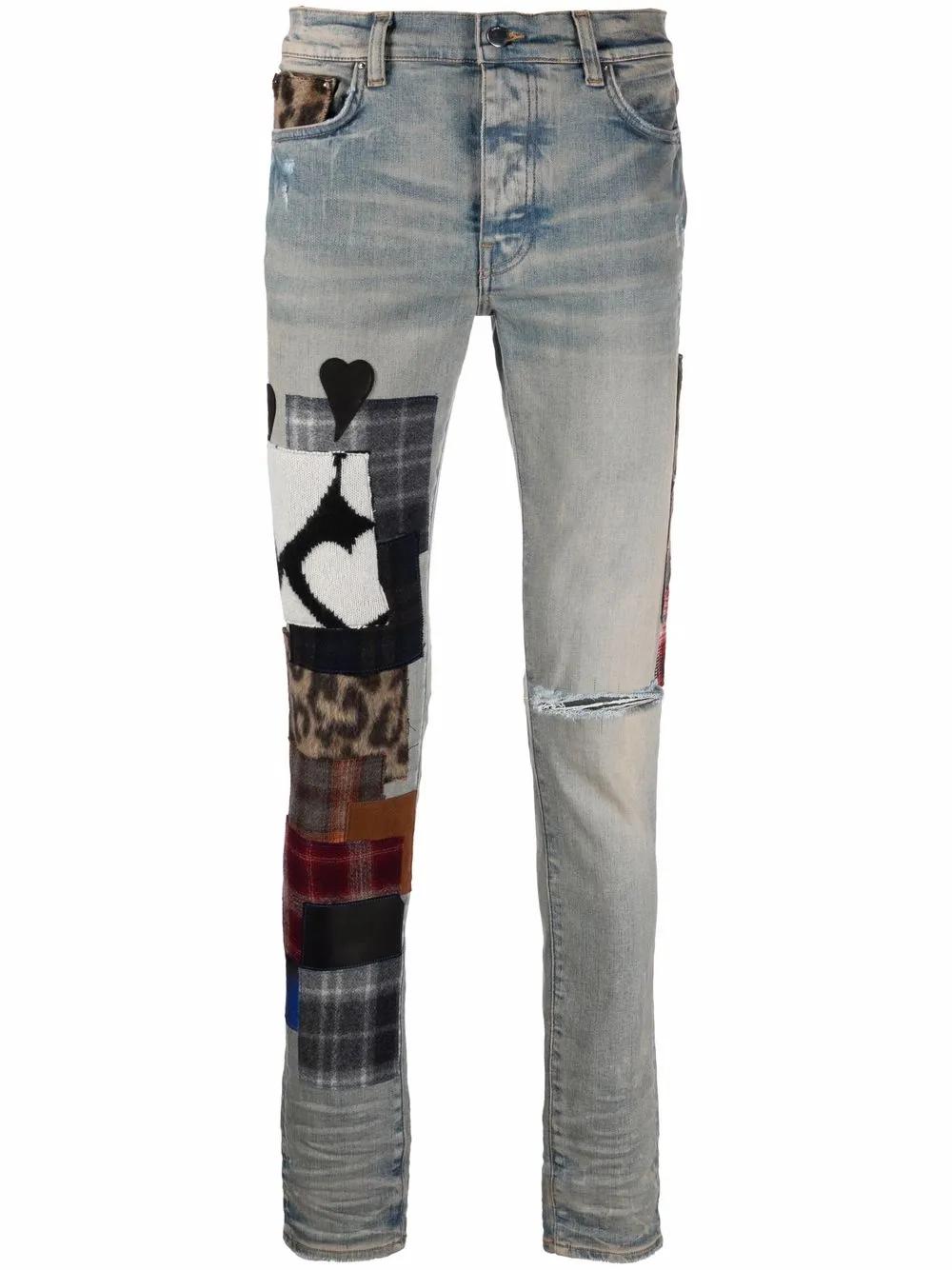 Amiri Patchwork-Detail Denim Jeans in Blue for Men | Lyst