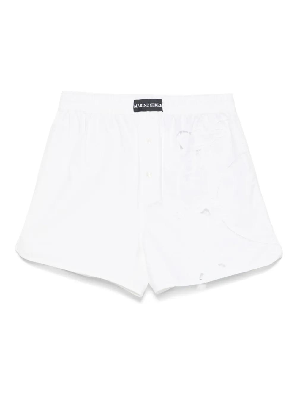 残り僅か【Marine Serre】ショートパンツ ハイウエスト ホワイト レディース Marine Serre ショートパンツ | オンラインセールは