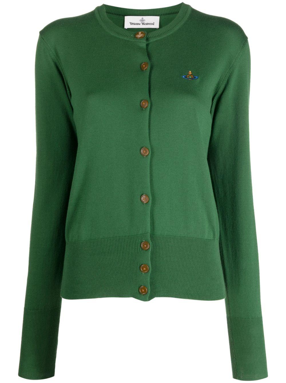 Vivienne Westwood Bea Orb-embroidery Cotton Cardigan in Green | Lyst