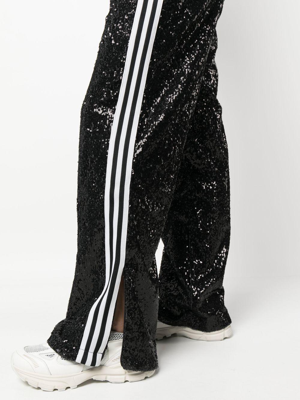 adidas Sequin-embellished Stripe Trousers in Black | Lyst
