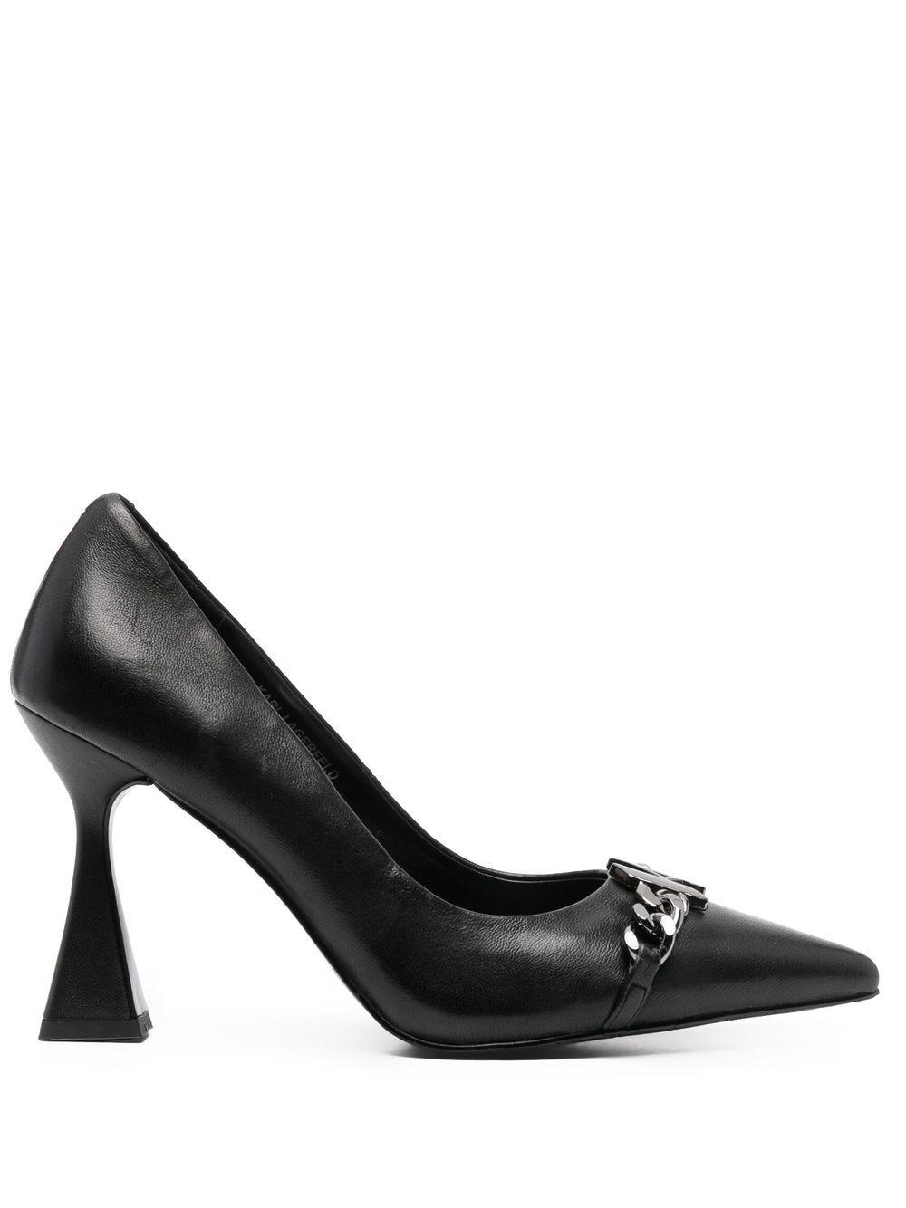Karl Lagerfeld Leather Debut Chain Court Pumps in Black | Lyst UK