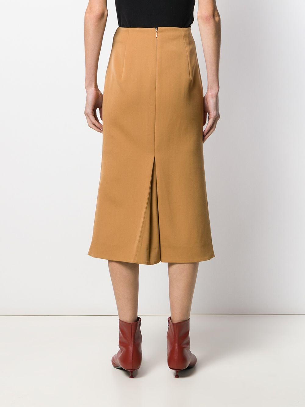 Victoria Beckham Wool Pleated Details Midi Skirt in Brown - Lyst
