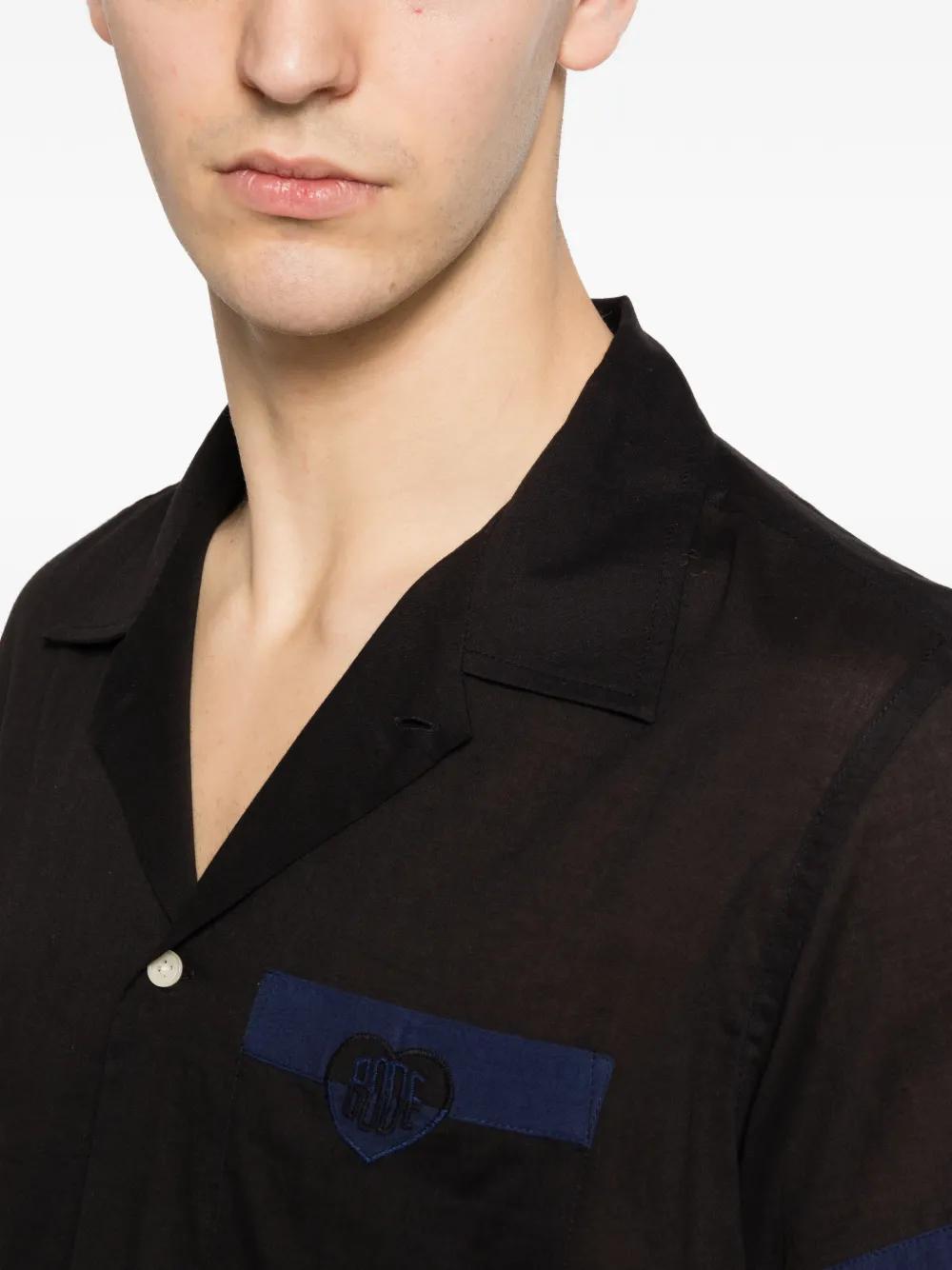 Chemise Homme Bode Neuve Avec étiquette - Taille S/M, Coton, Manches Longues, Broderie Signature école, Beige