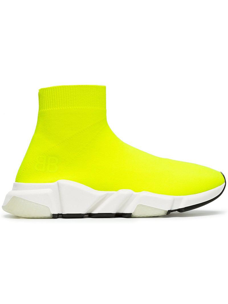 Balenciaga Rubber Ladies Neon Yellow Stretch Sock Sneakers