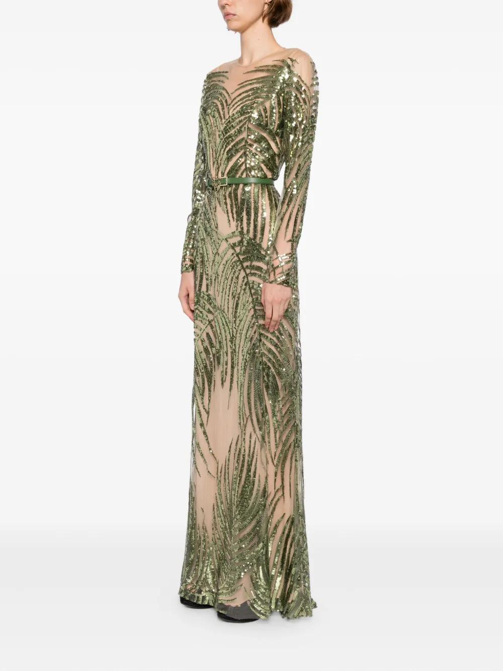 slim fit dress slacks Elie Saab green bead embroidered mini dress - BOPF main image 0