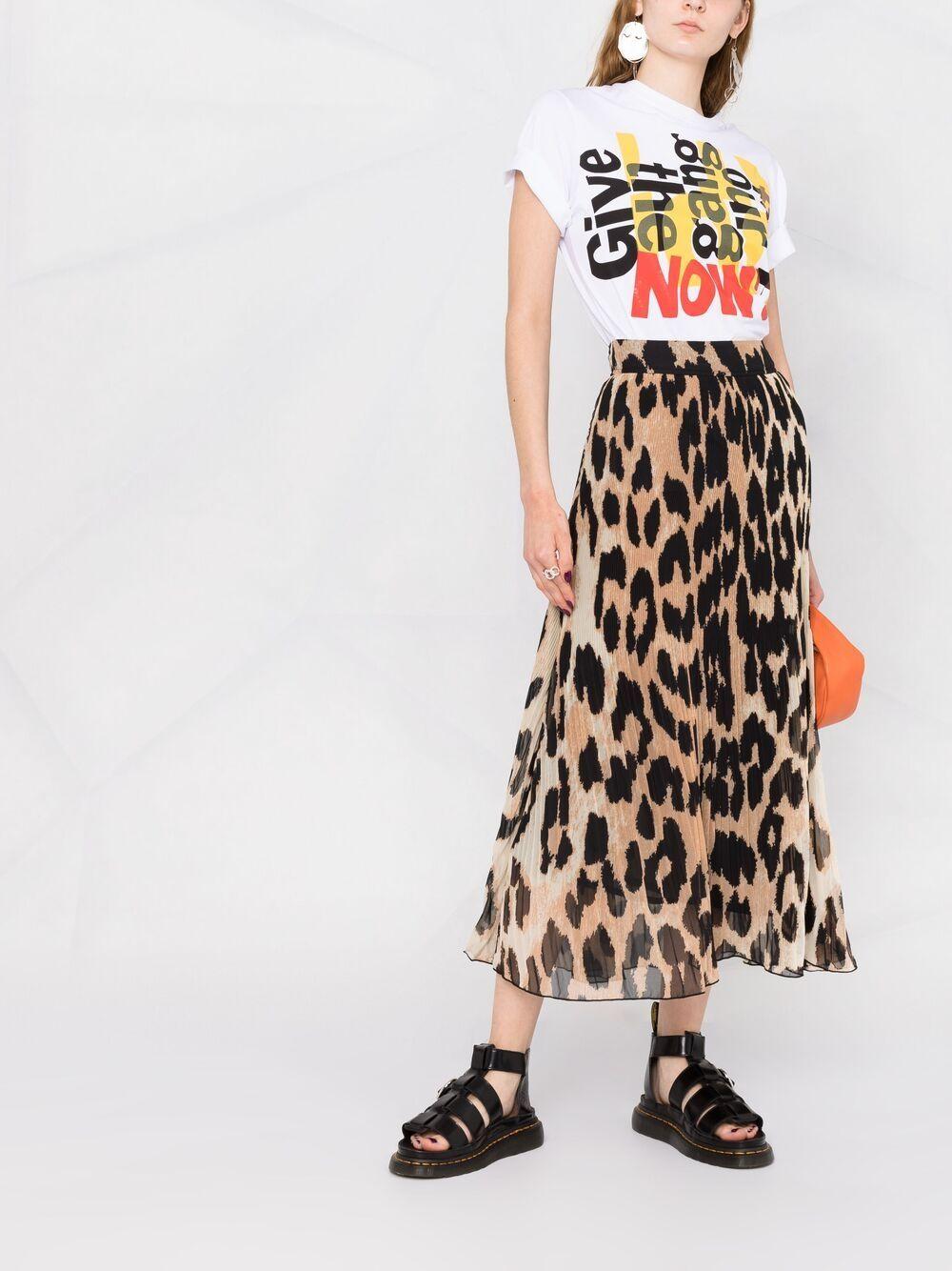 Ganni Leopard-print Georgette Midi Skirt Lyst Canada