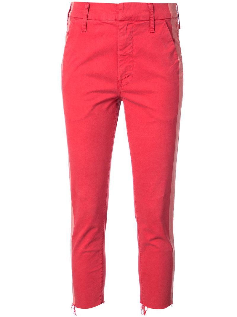 mother jeans with red stripe