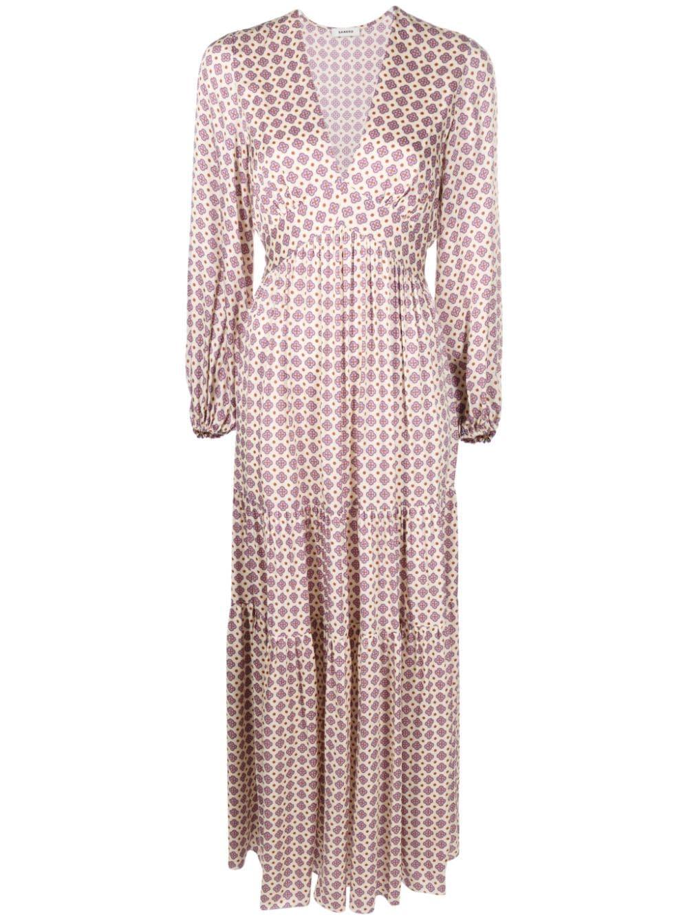 Robe Longue À Motif Géométrique Sandro en coloris Rose Lyst