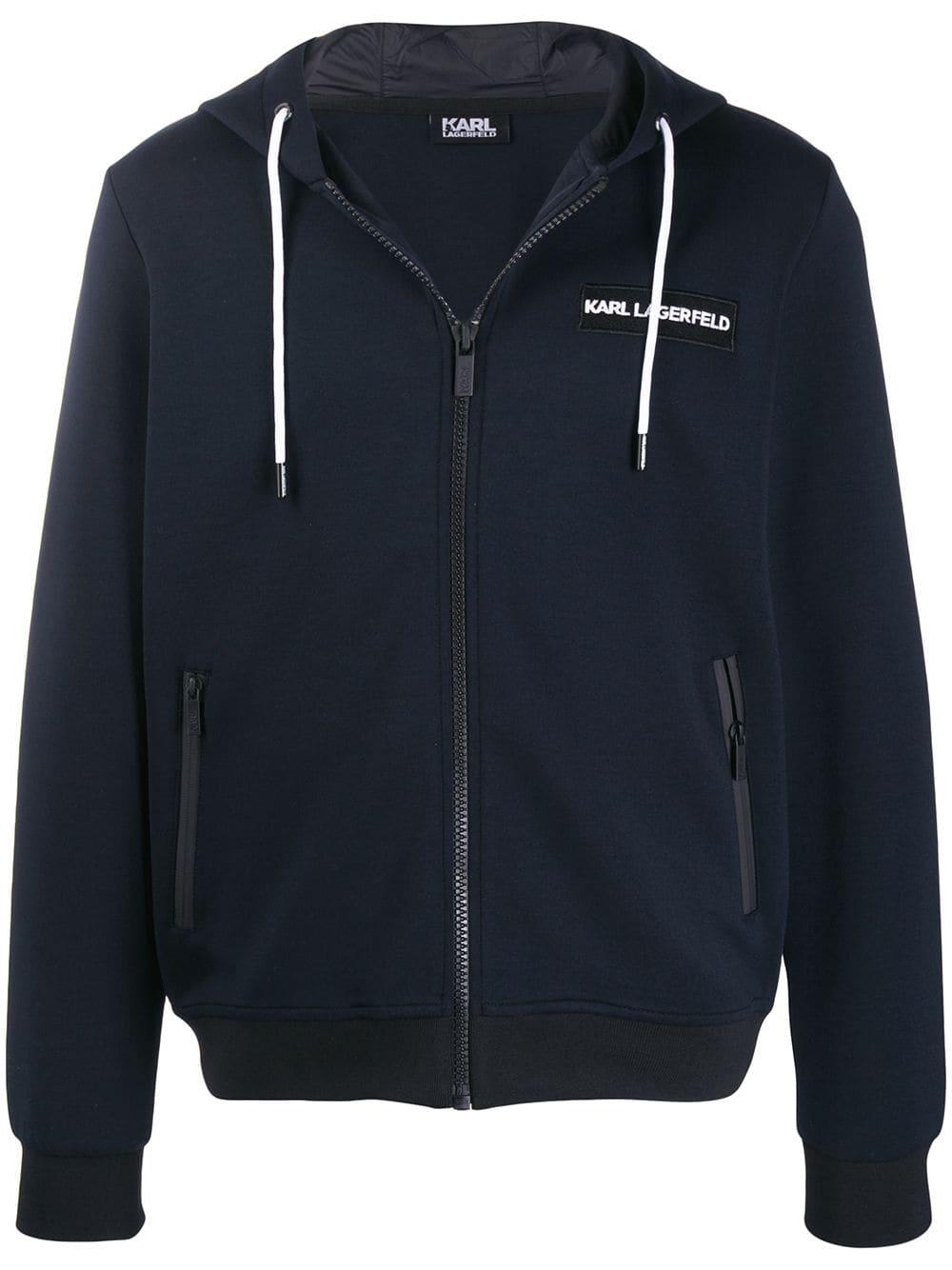 Karl Lagerfeld Synthetic Zipped Hoodie in Blue for Men - Lyst