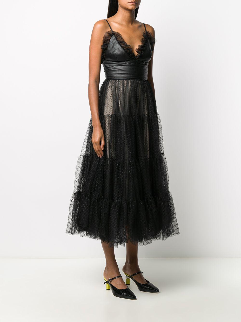 BROGNANO Tulle Tiered Midi Dress in Black - Lyst
