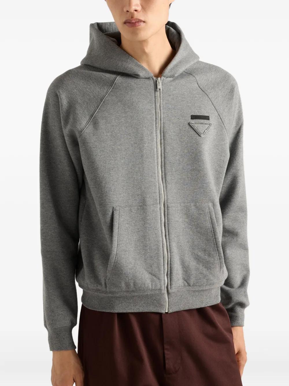 Prada Logo-Motif Zip-Up Hoodie in Grey for Men | Lyst UK