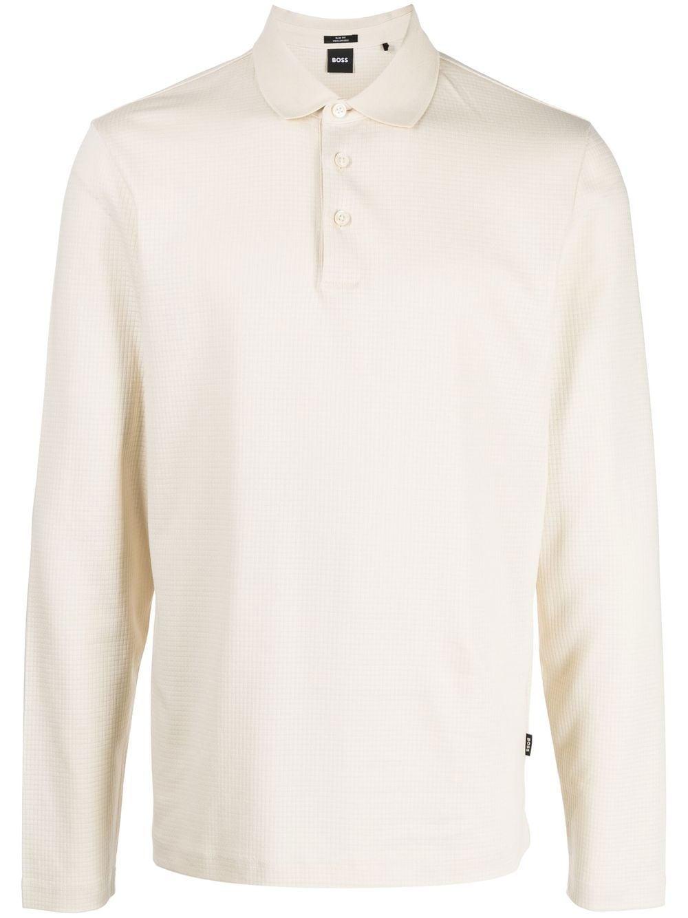 BOSS by HUGO BOSS Slimfit Waffleknit Polo Shirt in White for Men