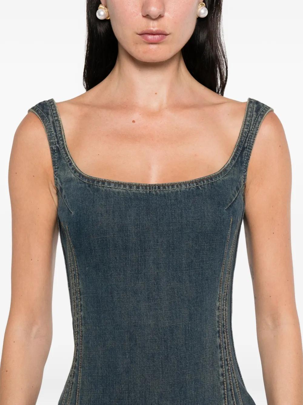 Magda Butrym Square-Neck Denim Dress in Blue | Lyst